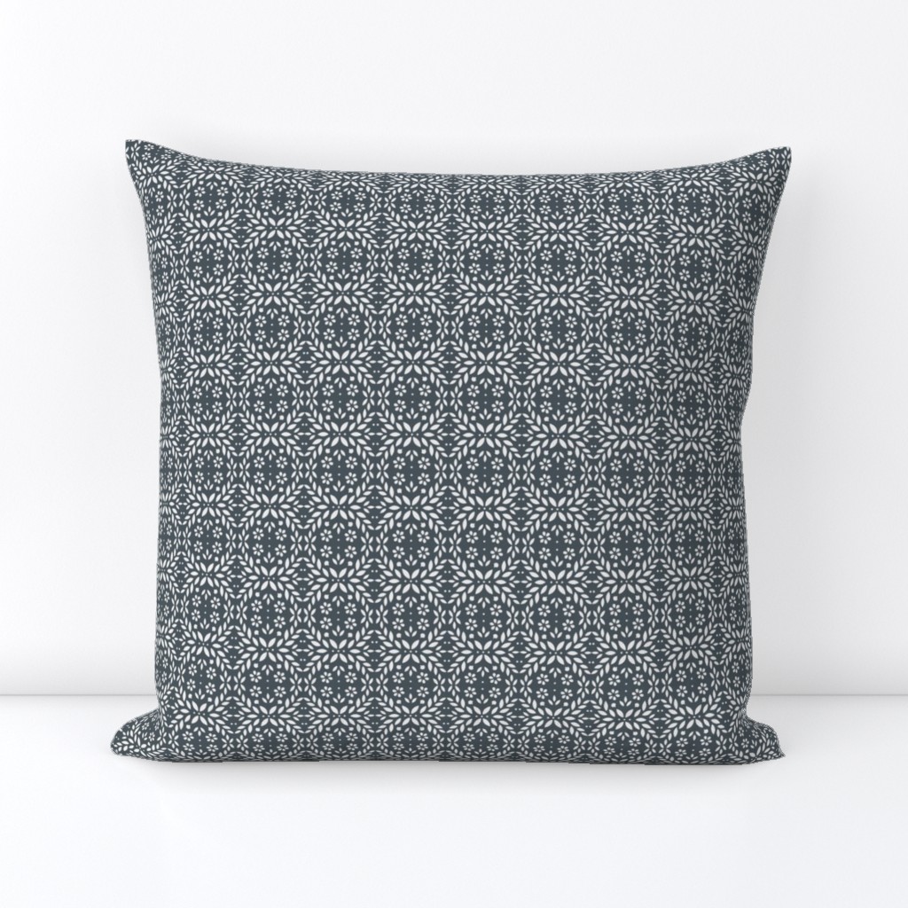 Floral Wreath Design Grey for Home Decor, Pillows, & Wallpaper