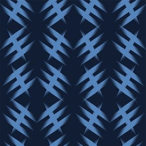 Modern indigo blue geometric hand drawn criss cross. 