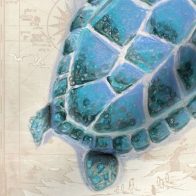 Turtle Map Fabric Beige