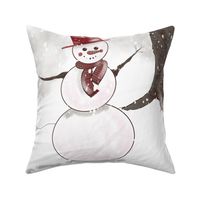 Sepia snowman pillow