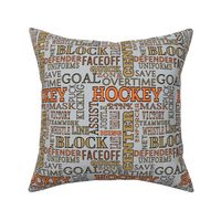 ABC's Hockey Lettering Terms Alphabet Words in Orange Silver Gold and Black