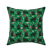 black frenchie christmas fabric - black french bulldog, black dog, french bulldog christmas, dog christmas -green