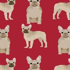 fawn frenchie fabric - fawn french bulldog, fawn dog, french bulldog fabric, frenchie fabric - red