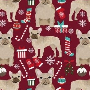 fawn frenchie christmas fabric - fawn french bulldog, black dog, french bulldog christmas, dog christmas - ruby