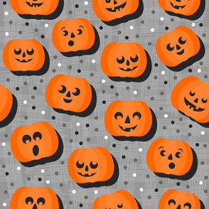 happy pumpkins on gray light large size
