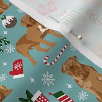 french mastiff christmas fabric - dogue de bordeaux fabric, christmas dog fabric, holiday fabric -blue