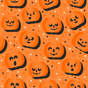 happy pumpkins on orange large size