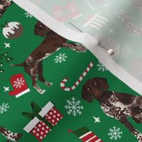 german shorthaired pointer christmas dog fabric, christmas dog, pointer dog, - green