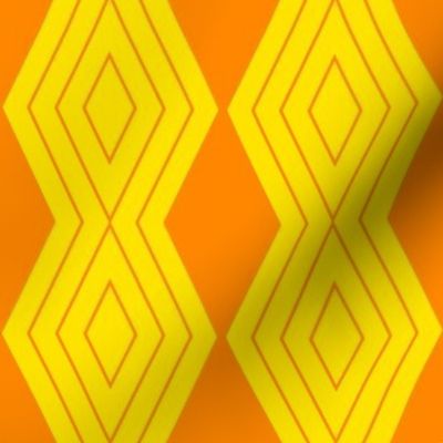 JP36 - Medium - Harlequin Pinstripe Diamond Chains in Orange on Bright Lemon Yellow