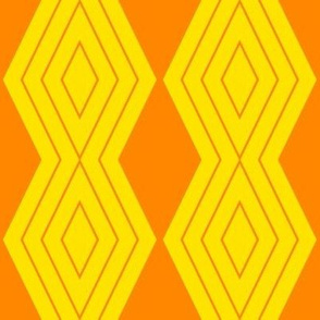 JP36 - Medium - Harlequin Pinstripe Diamond Chains in Orange on Bright Lemon Yellow
