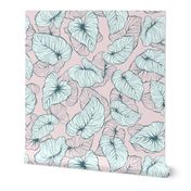 Pink Pastel Palm Leaves