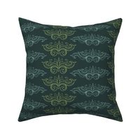 Italian damask ornaments green