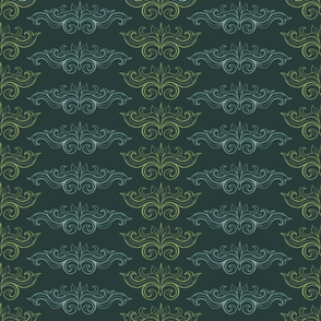 Italian damask ornaments green