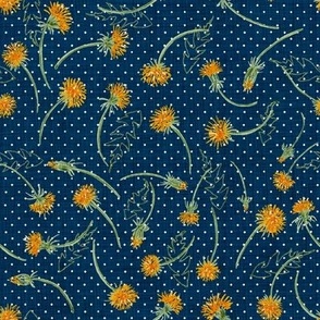 Helen’s Vintage Dandelions (navy) 8”