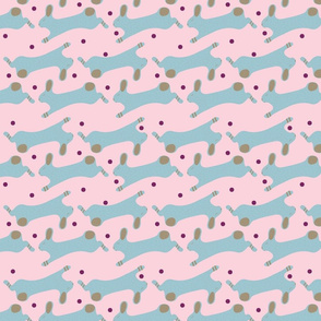 Semi transparent rabbits withs dots light background