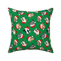 Greyhounds with Santa hats - green - christmas greyhounds - Santa's helper - LAD19