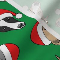 Greyhounds with Santa hats - green - christmas greyhounds - Santa's helper - LAD19
