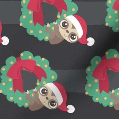 Christmas Sloth Hanging from Wreath