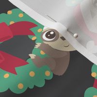 Christmas Sloth Hanging from Wreath