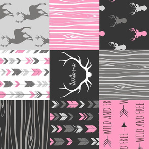 Patchwork Deer - Hot pink, black - ROTATED