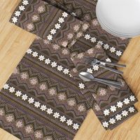 Star Flower Fair Isle (gold-chocolate) 8"