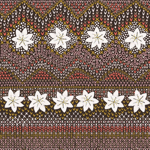 Star Flower Fair Isle (coral-chocolate)18”