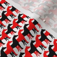 One Inch Black and Red Overlapping Horses on White