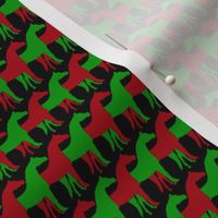 One Inch Dark Red and Christmas Green Overlapping Horses on Black