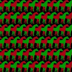 One Inch Dark Red and Christmas Green Overlapping Horses on Black