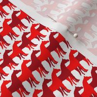 One Inch Red and Dark Red Horses on White