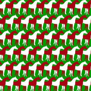 One Inch White and Dark Red Overlapping Horses on Christmas Green
