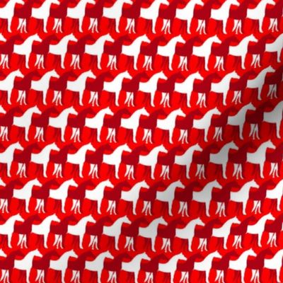 One Inch Dark Red and White Overlapping Horses on Red