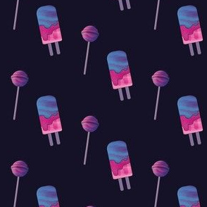 Lollipop & Popsicle Navy Background