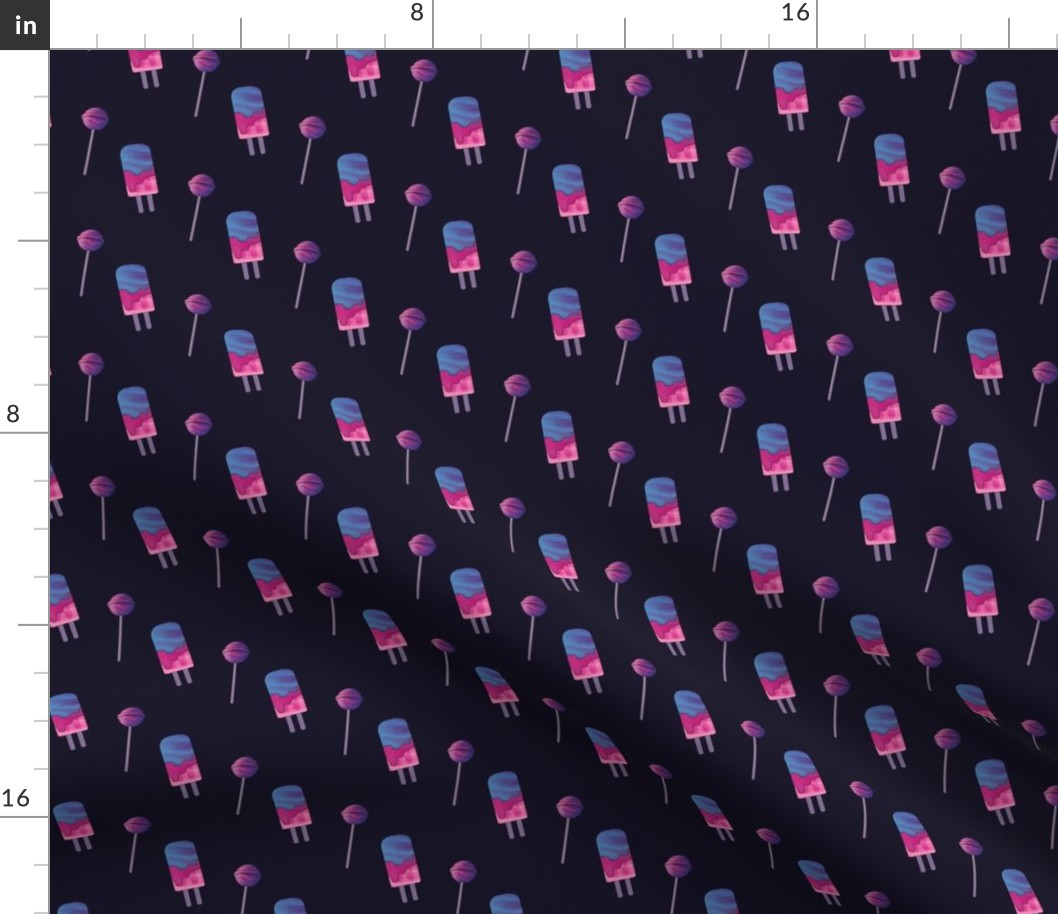 Lollipop & Popsicle Navy Background