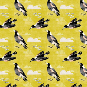 Magpie watercolor gold small