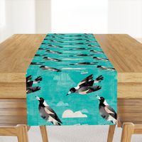 Magpie watercolor teal 3265