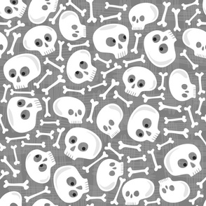 cute skulls and bones on gray large