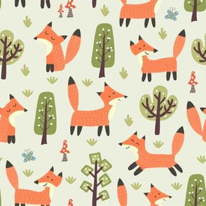 Cute foxes kids and baby nursery pattern