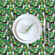 brindle corgi food fabric - junk food fabric, corgi food fabric -green