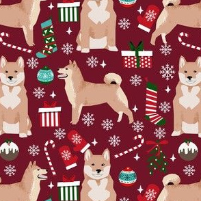 Shiba Christmas Fabric, Wallpaper and Home Decor | Spoonflower