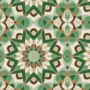 kaleidoscope mandala green brown tan