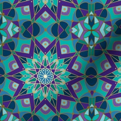 kaleidoscope mandala turquoise purple gold