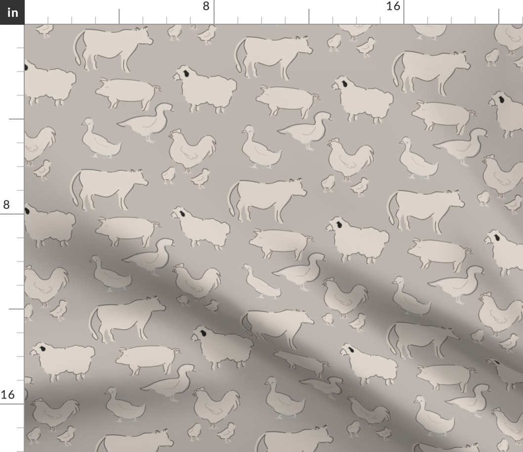 Farm Animals in Gray