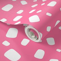 White abstract vector shapes over pink background seamless pattern