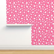 White abstract vector shapes over pink background seamless pattern