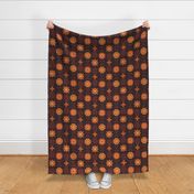 Retro groovy flowers in yellow orange brown