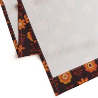 Retro groovy flowers in yellow orange brown