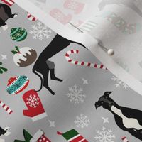 black and white greyhound christmas fabric - christmas dog fabric, greyhound fabric, holiday fabric, christmas fabric - grey