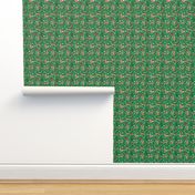 fawn greyhound christmas dog fabric - tan greyhound fabric, greyhound fabric, christmas dog fabric - green