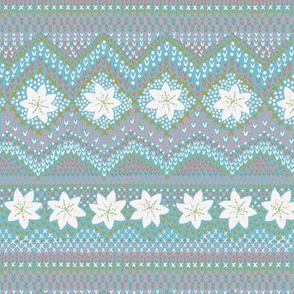 Star Flower Fair Isle (sky blue) 7”